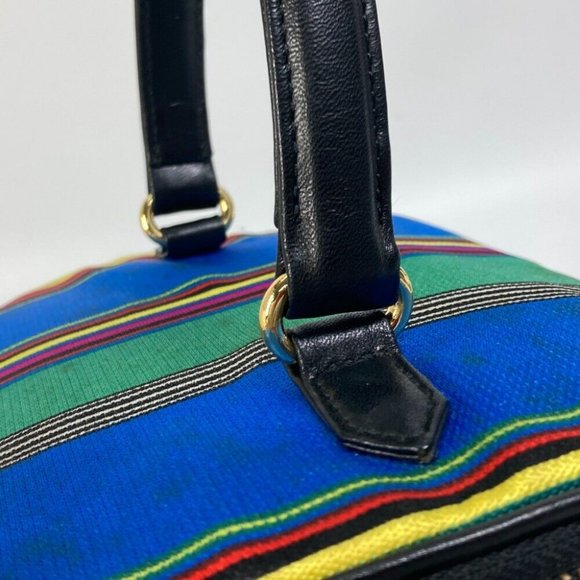 VERSACE vintage stripe Hand Bag pouch with mirror Vanity bag Multicolore - Picture 16 of 16